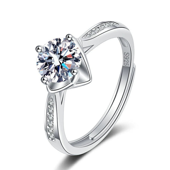 Women's Geometric Moissanite Ring 925 Sterling Silver Electroplated