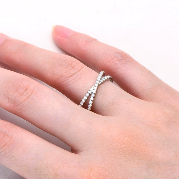 Women's Geometric Moissanite S925 Sterling Silver Ring With Electroplating