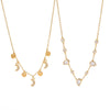 Women's Geometric Moon Butterfly And Water Droplet Necklace With Cubic Zirconia Rhinestones And Pearls In Electroplated Stainless Steel