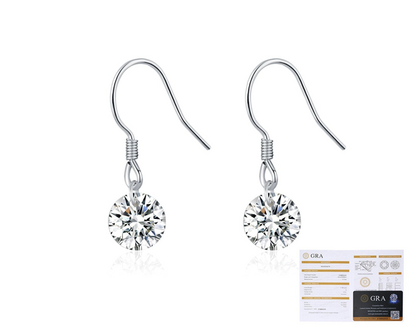 Women's Geometric Mosan Diamond Earrings S925 Sterling Silver