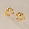 Women's Geometric Multilayer Choop Earrings With Sparkling Zirconia Accents Plated Stainless Steel Pierced Earrings