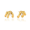 Women's Geometric Multilayer Choop Earrings With Sparkling Zirconia Accents Plated Stainless Steel Pierced Earrings