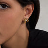 Women's Geometric Multilayer Choop Earrings With Sparkling Zirconia Accents Plated Stainless Steel Pierced Earrings