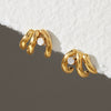Women's Geometric Multilayer Choop Earrings With Sparkling Zirconia Accents Plated Stainless Steel Pierced Earrings