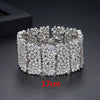 Women's Geometric Multilayer Copper Bracelet With Zircon Accents Wide Electroplated Statement Jewelry
