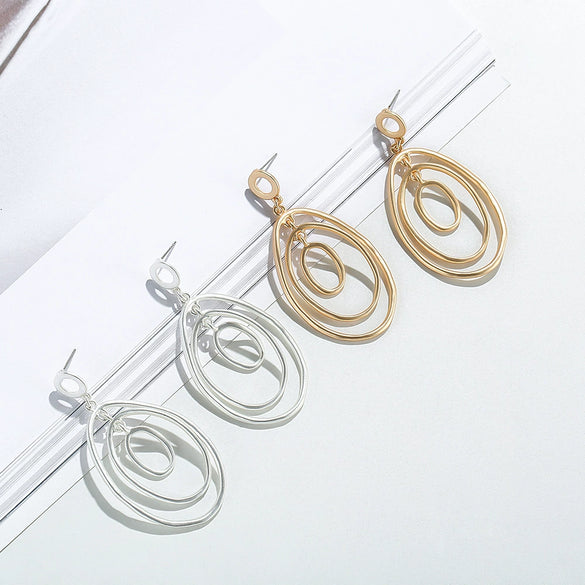 Women's Geometric Multilayer Long Drop Earrings Exaggerated Fashion Alloy Ear Pin Jewelry