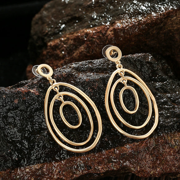 Women's Geometric Multilayer Long Drop Earrings Exaggerated Fashion Alloy Ear Pin Jewelry