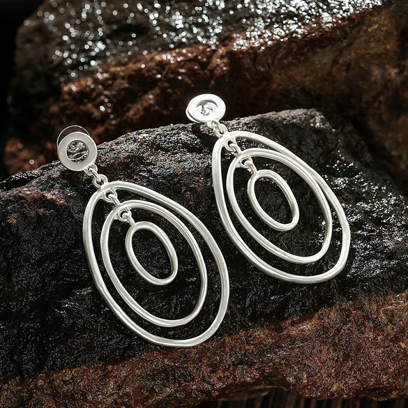 Women's Geometric Multilayer Long Drop Earrings Exaggerated Fashion Alloy Ear Pin Jewelry