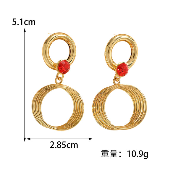 Women's Geometric Multilayered Round Earrings Electroplated Alloy Ear Studs With Stainless Steel Posts Fashion Wholesale Ear Accessories