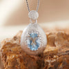 Women's Geometric Natural Amethytetine Pendant Necklace In S925 Sterling Silver With Gem And Crystal Design
