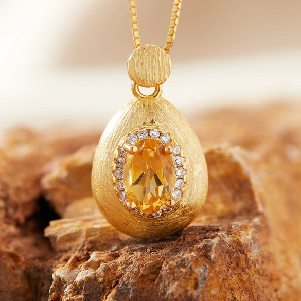 Women's Geometric Natural Amethytetine Pendant Necklace In S925 Sterling Silver With Gem And Crystal Design