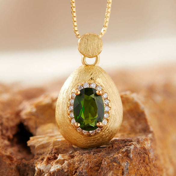 Women's Geometric Natural Amethytetine Pendant Necklace In S925 Sterling Silver With Gem And Crystal Design