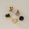 Women's Geometric Natural Stone Hoop Earrings In Stainless Steel With Plated Finish And Sophisticated Style
