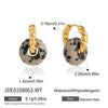 Women's Geometric Natural Stone Hoop Earrings In Stainless Steel With Plated Finish And Sophisticated Style