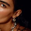 Women's Geometric Natural Stone Hoop Earrings In Stainless Steel With Plated Finish And Sophisticated Style