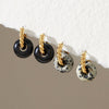 Women's Geometric Natural Stone Hoop Earrings In Stainless Steel With Plated Finish And Sophisticated Style