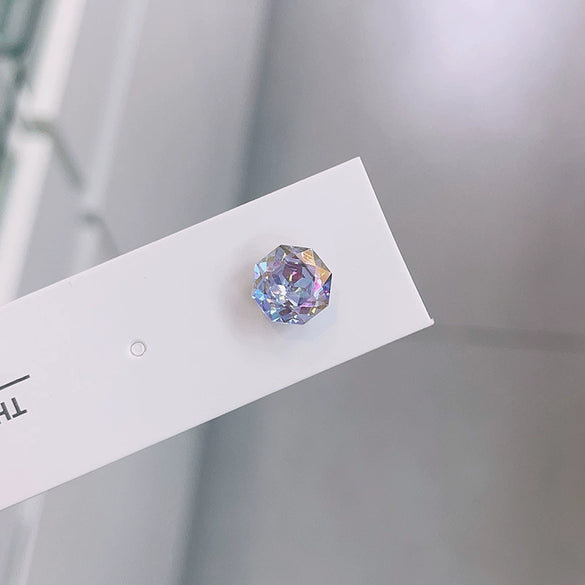 Women's Geometric Octagon Crystal Inlaid Metal Earrings Titanium Steel Screw Cartilage Ear Nail