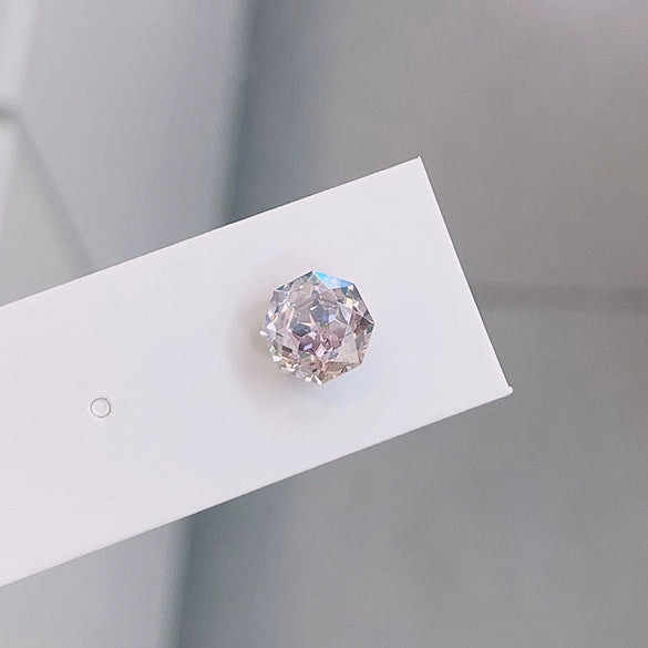 Women's Geometric Octagon Crystal Inlaid Metal Earrings Titanium Steel Screw Cartilage Ear Nail