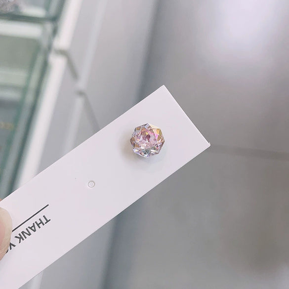 Women's Geometric Octagon Crystal Inlaid Metal Earrings Titanium Steel Screw Cartilage Ear Nail