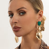 Women’s Geometric Ombre Resin Statement Earrings With Irregular Hammered Glossy Metal Finish And Steel Posts