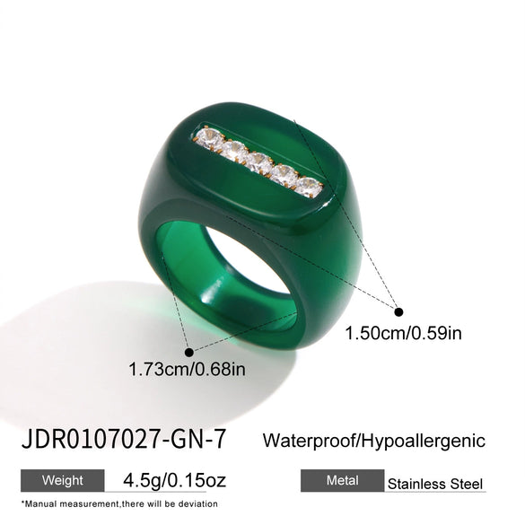 Women's Geometric Open Bangle Bracelet With Resin Diamond Accent Stainless Steel Plated Jewelry