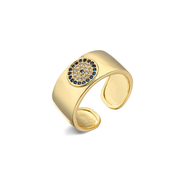 Women's Geometric Open Ring In Copper With Microinlaid Zircon And Goldplated Finish