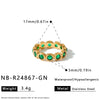 Women’s Geometric Open Ring In 18K Vacuum Gold Plated Stainless Steel With Round Zircon Light Luxury Fashion Accessory