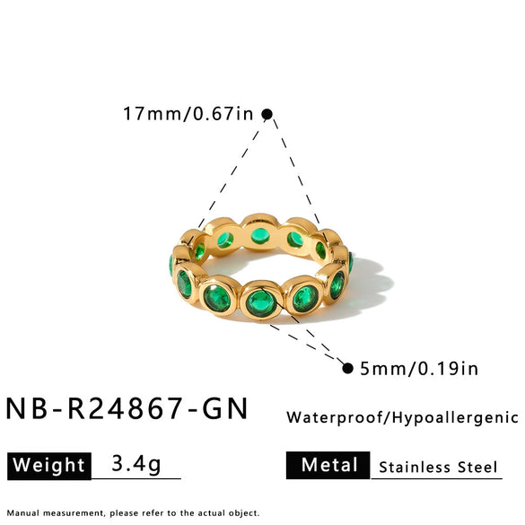 Women’s Geometric Open Ring In 18K Vacuum Gold Plated Stainless Steel With Round Zircon Light Luxury Fashion Accessory