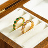 Women’s Geometric Open Ring In 18K Vacuum Gold Plated Stainless Steel With Round Zircon Light Luxury Fashion Accessory