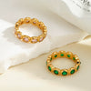 Women’s Geometric Open Ring In 18K Vacuum Gold Plated Stainless Steel With Round Zircon Light Luxury Fashion Accessory