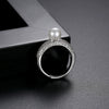 Women's Geometric Open Ring With Pearl And Zircon Accents Electroplated Copper Adjustable Fashion Jewelry
