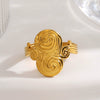 Women's Geometric Open Stainless Steel Ring With Swirl Line Texture And Electroplated Finish Fashion Jewelry