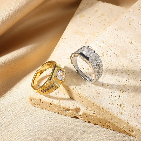 Women's Geometric Opening Ring Copper Stainless Steel Electroplating