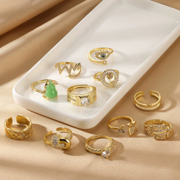 Women's Geometric Opening Ring Copper Stainless Steel Electroplating