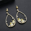 Women's Geometric Oval Drop Earrings With Microinlaid Zircon Electroplated Copper Long Dangle Jewelry