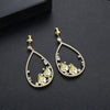 Women's Geometric Oval Drop Earrings With Microinlaid Zircon Electroplated Copper Long Dangle Jewelry