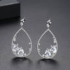 Women's Geometric Oval Drop Earrings With Microinlaid Zircon Electroplated Copper Long Dangle Jewelry