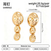 Women's Geometric Oval Hammered Patchwork Drop Earrings Glossy Pleated Iron Design With Electroplated Finish And Steel Posts