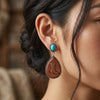 Women's Geometric Oval Leather Earrings With Copper Electroplated Finish And Stainless Steel Ear Needles Versatile Fashion Jewelry