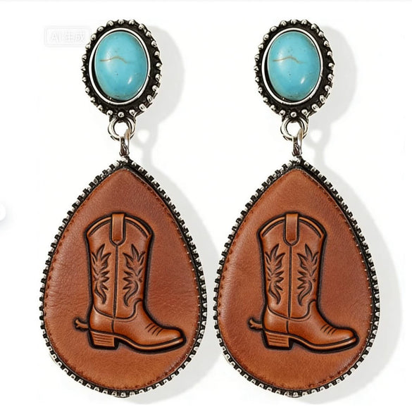 Women's Geometric Oval Leather Earrings With Copper Electroplated Finish And Stainless Steel Ear Needles Versatile Fashion Jewelry
