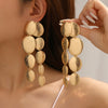 Women's Geometric Oval Metal Long Tassel Earrings With Electroplated Irregular Design And Stainless Steel Ear Needles