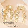 Women's Geometric Oval Metal Long Tassel Earrings With Electroplated Irregular Design And Stainless Steel Ear Needles