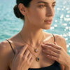Women's Geometric Oval Pendant Necklace In Stainless Steel With Zircon Inlay And 18K Vacuum Plated Finish