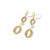 Women's Geometric Oval Stainless Steel Earrings With Pearl Accents And 18K Vacuum Electroplated Finish