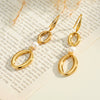 Women's Geometric Oval Stainless Steel Earrings With Pearl Accents And 18K Vacuum Electroplated Finish