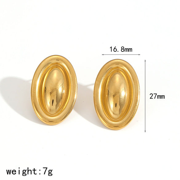Women's Geometric Oval Stainless Steel Electroplated Earrings