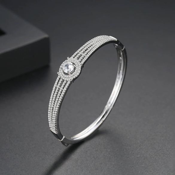 Women's Geometric Oval Zircon Bracelet Electroplated Copper Statement Jewelry Wholesale