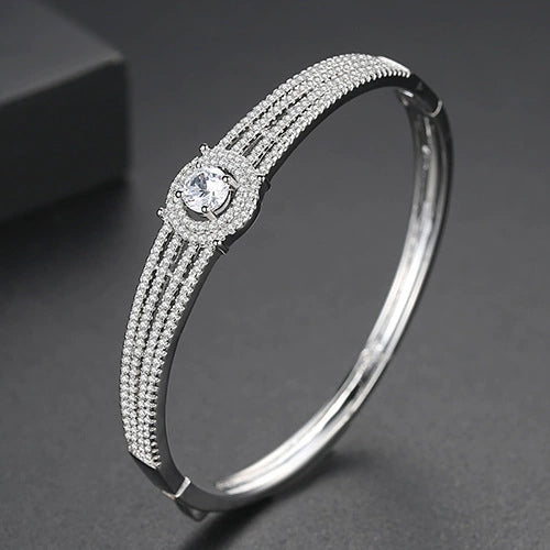 Women's Geometric Oval Zircon Bracelet Electroplated Copper Statement Jewelry Wholesale