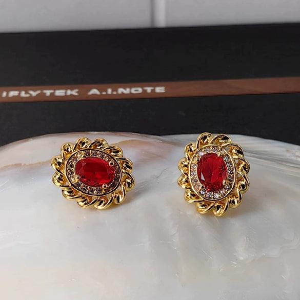 Women's Geometric Oval Zircon Earrings With 925 Silver Ear Needles Gold Plated Fashion Jewelry Wholesale