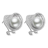 Women's Geometric Pearl And Zircon Earrings With Shell Bead Accents Electroplated Copper Minimalist Fashion Jewelry